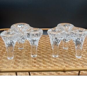 Vintage Swedish Kosta Boda "Igloo" candle holders pair Göran Wärff 1970